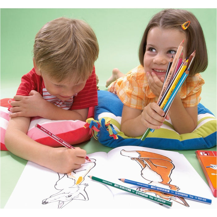 Matita colorata / STABILO Trio spessa corta / Portafoglio da 12 / Colori  assortiti / Matite colorate per bambini piccoli / Cancelleria scolastica -   Italia