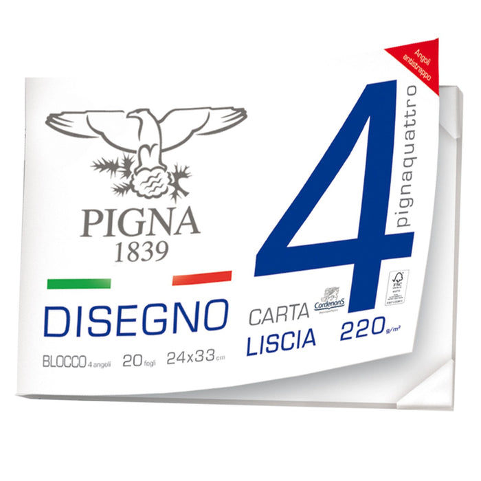 Pigna Pigna 4 - Album da Disegno - Formato 24 x 33 cm - Fogli Lisci -  Grammatura 220gr/m2 - 20 Fogli